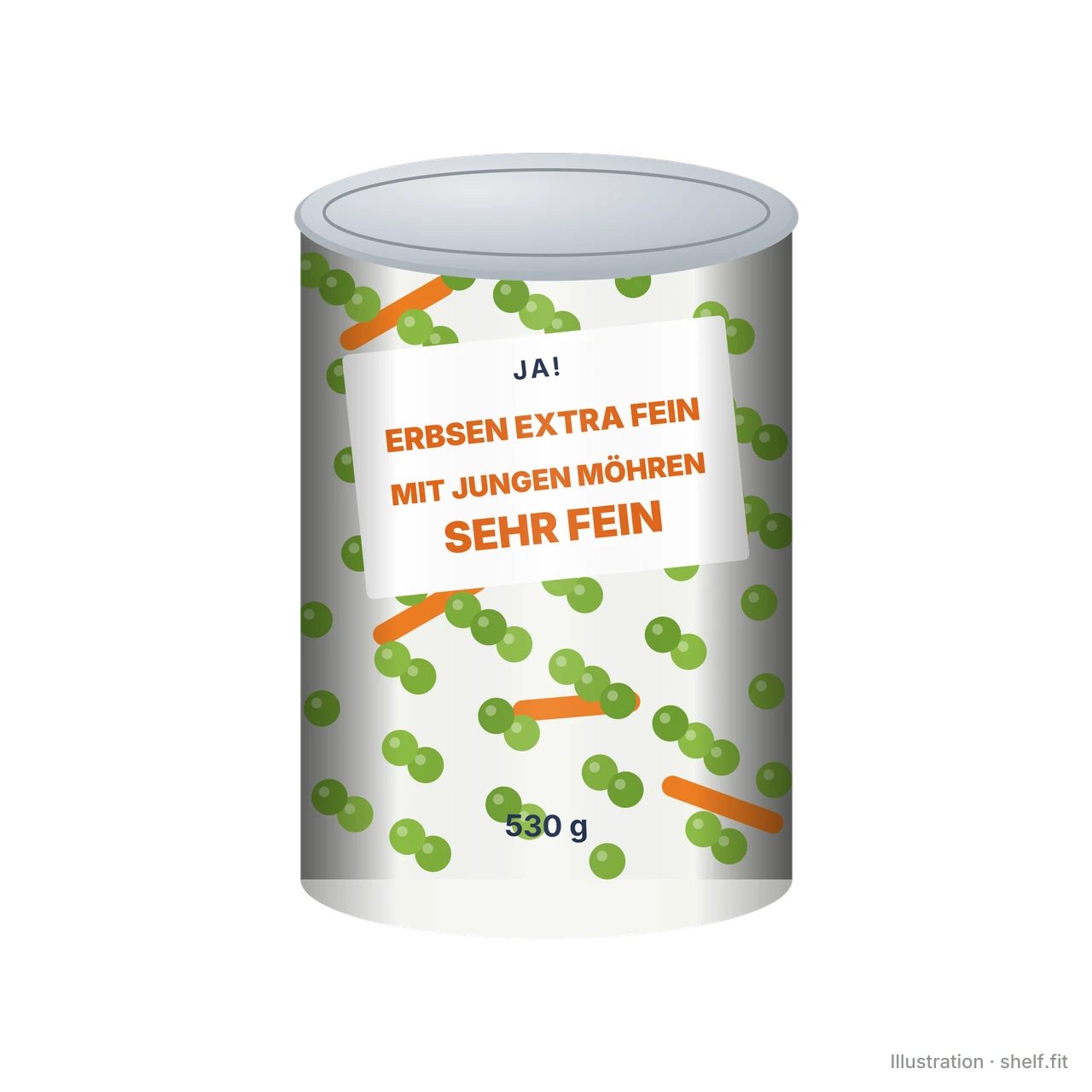 Illustration: Dose ja! Erbsen extra fein mit jungen Möhren, 530 g