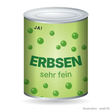 Illustration: Dose ja! Erbsen sehr fein, 400-g-Dose