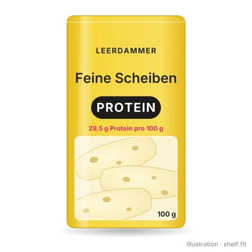 Illustration: Packung Leerdammer Feine Scheiben Protein, 100 g