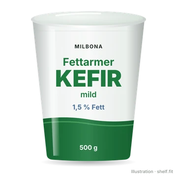 Illustration: Flasche Milbona Fettarmer Kefir mild 1,5 % Fett