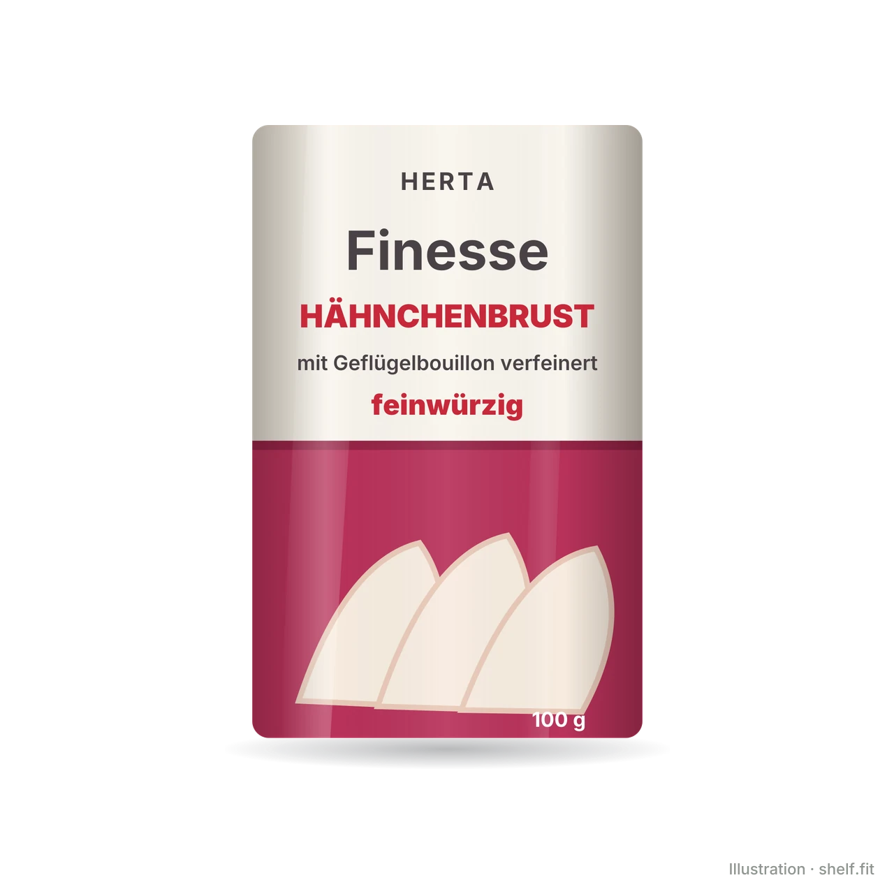 Illustration: Packung Herta Finesse Hähnchenbrust feinwürzig, 100 g