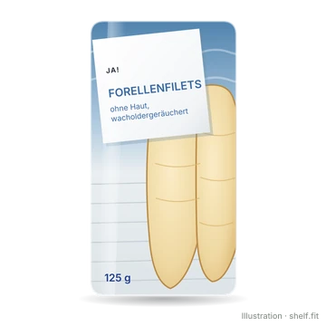 Illustration: Packung ja! Forellenfilets geräuchert, 125 g