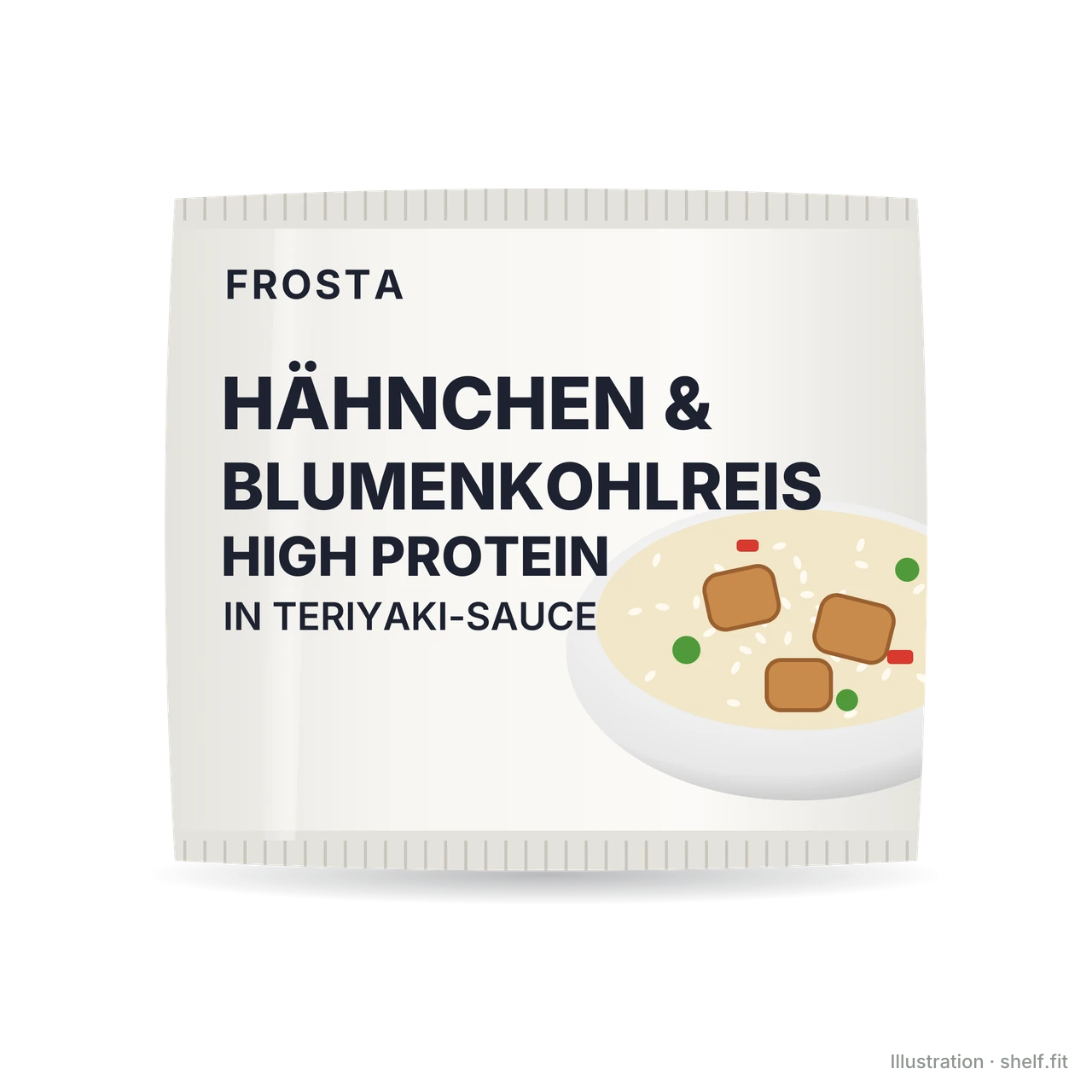 Illustration: Beutel FRoSTA High Protein Hähnchen & Blumenkohlreis in Teriyaki-Sauce, 500 g