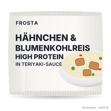 Illustration: Beutel FRoSTA High Protein Hähnchen & Blumenkohlreis in Teriyaki-Sauce, 500 g