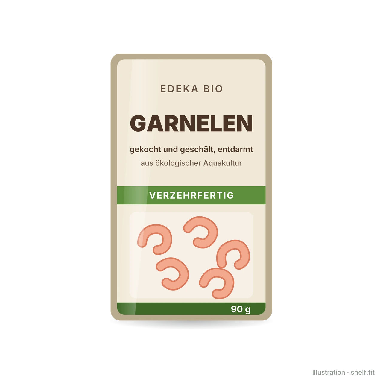 Illustration: Schale EDEKA Bio Garnelen, gekocht und geschält, 90 g
