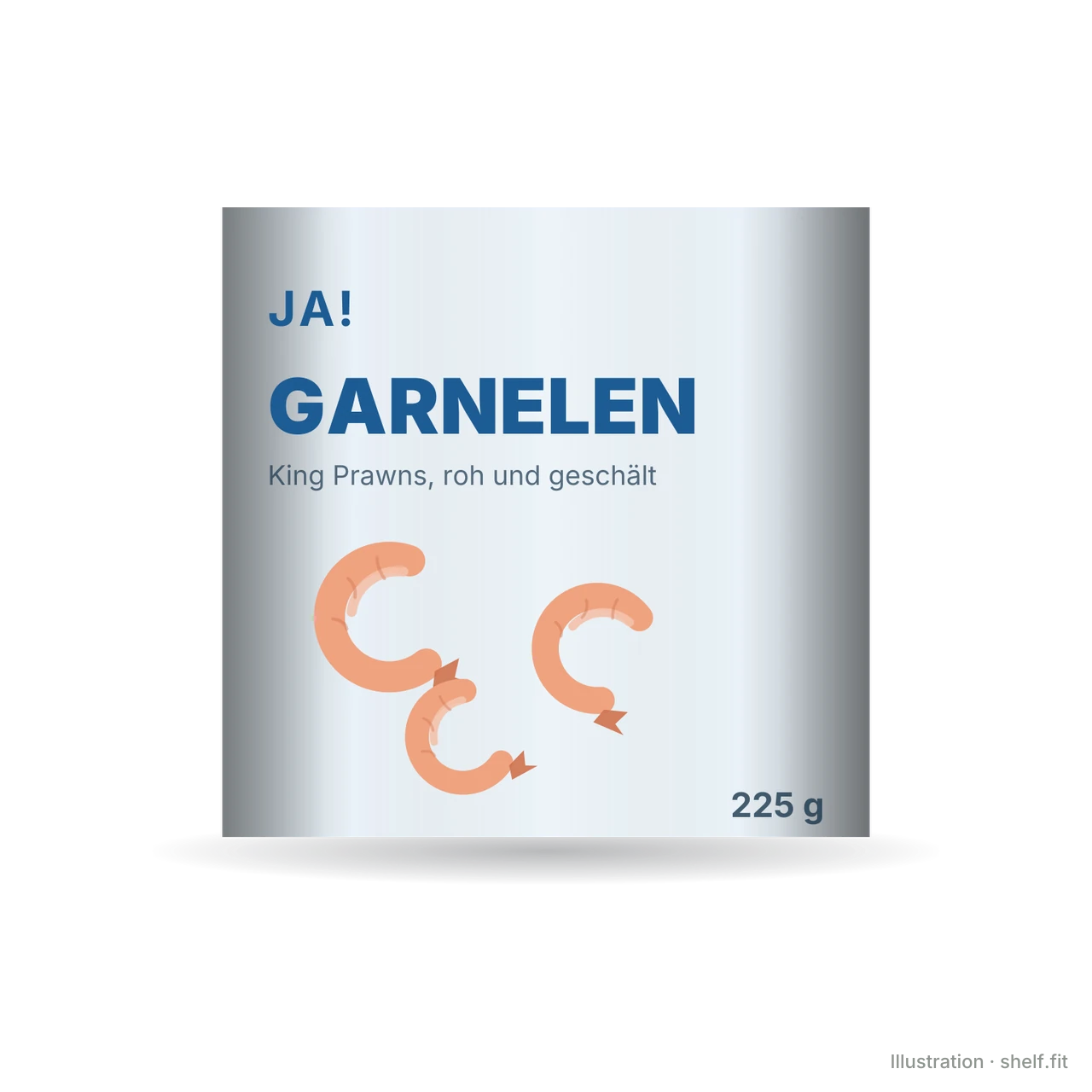 Illustration: Garnelen King Prawns, roh und geschält
