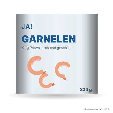 Illustration: Garnelen King Prawns, roh und geschält