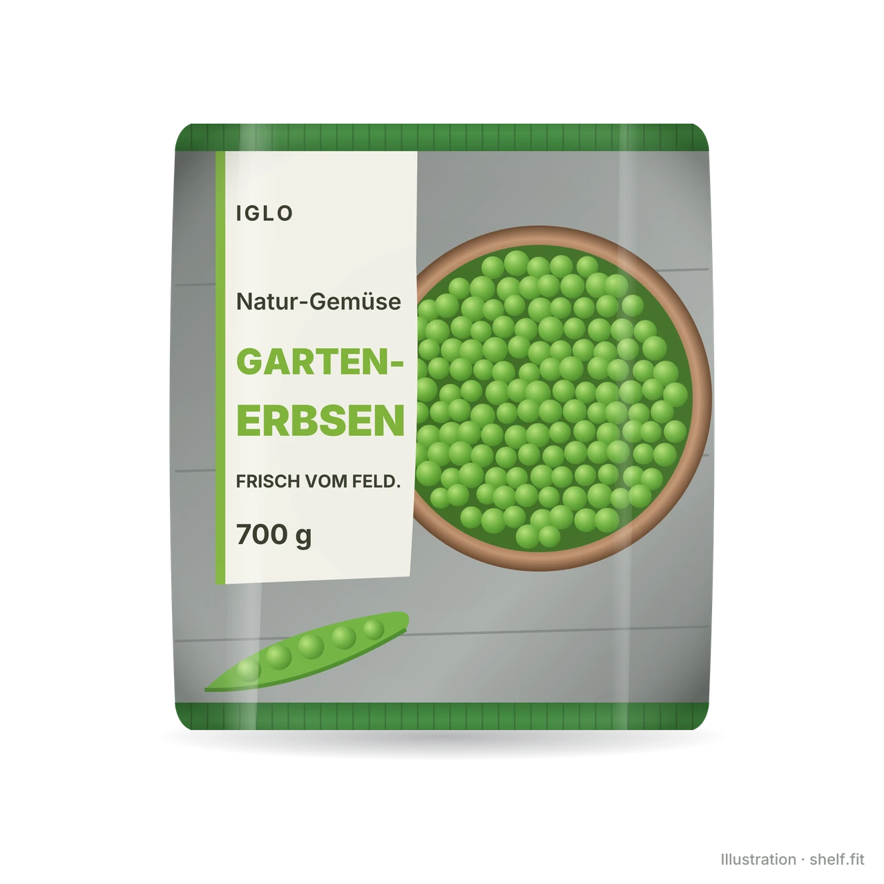Illustration: Beutel iglo Natur-Gemüse Garten-Erbsen, 700 g
