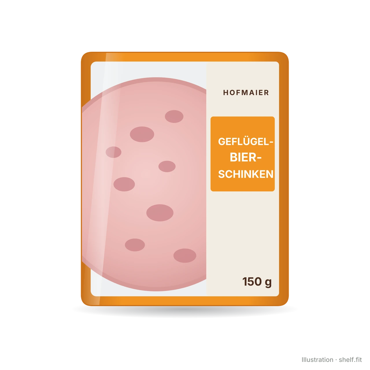 Illustration: Packung Hofmaier Geflügel-Bierschinken, 150 g