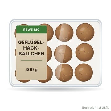 Illustration: Schale REWE Bio Geflügelhackbällchen, 300 g