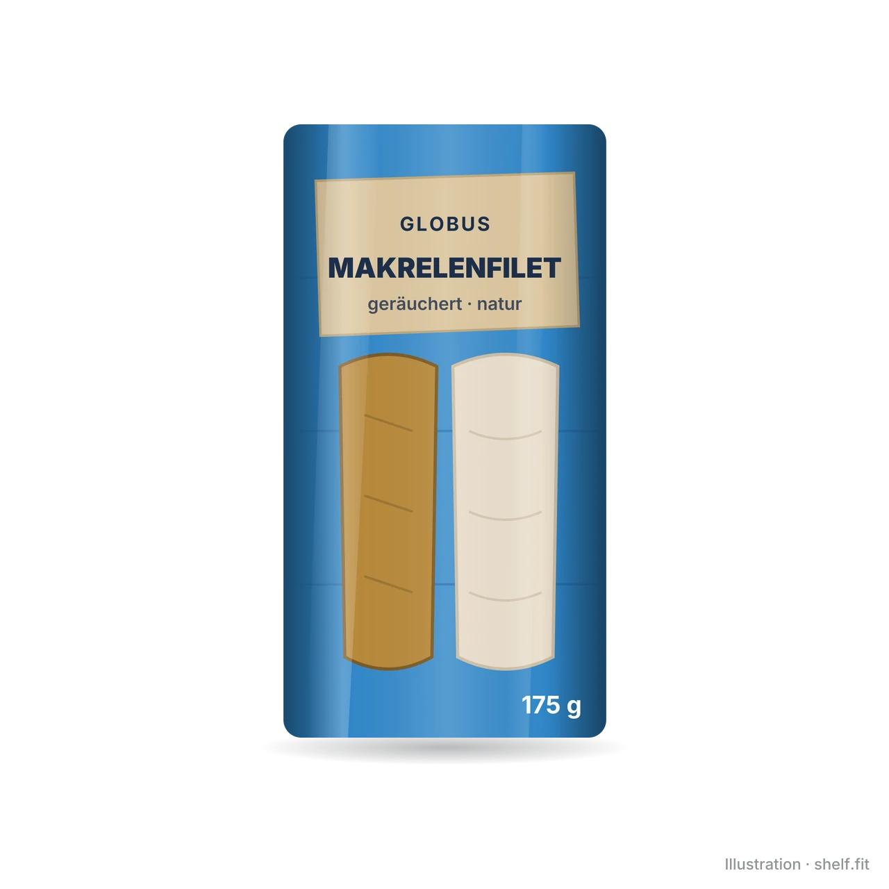 Illustration: Vacuum pack of Globus smoked mackerel fillets, natural, 175 g