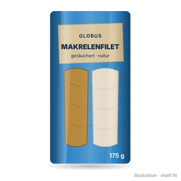Illustration: Vakuumpack Globus geräucherte Makrelenfilets Natur, 175 g