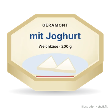 Illustration: Achteckige Schachtel Géramont mit Joghurt, 200 g