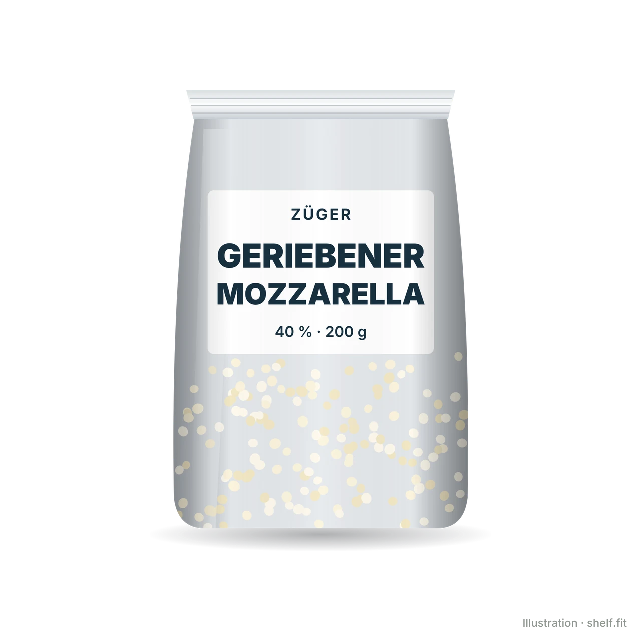 Illustration: Geriebener Mozzarella 40 %
