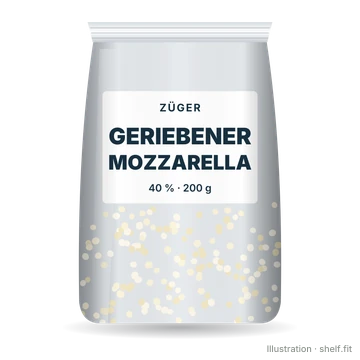 Illustration: Geriebener Mozzarella 40 %
