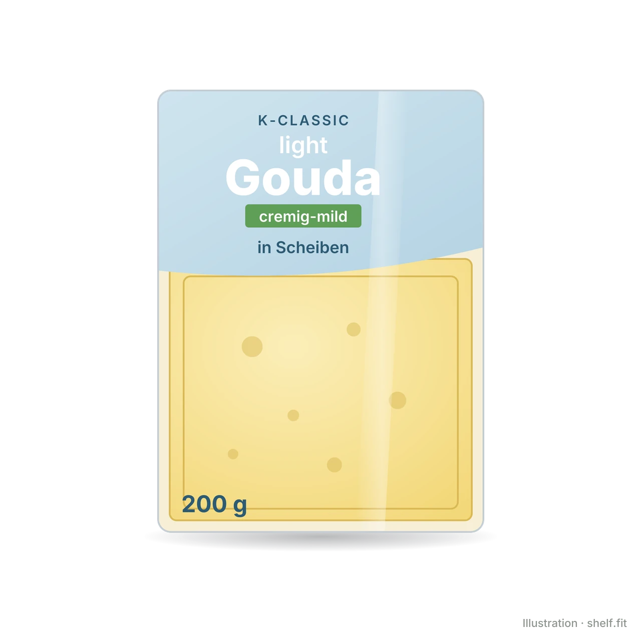 Illustration: Packung K-Classic Gouda light in Scheiben, 200 g