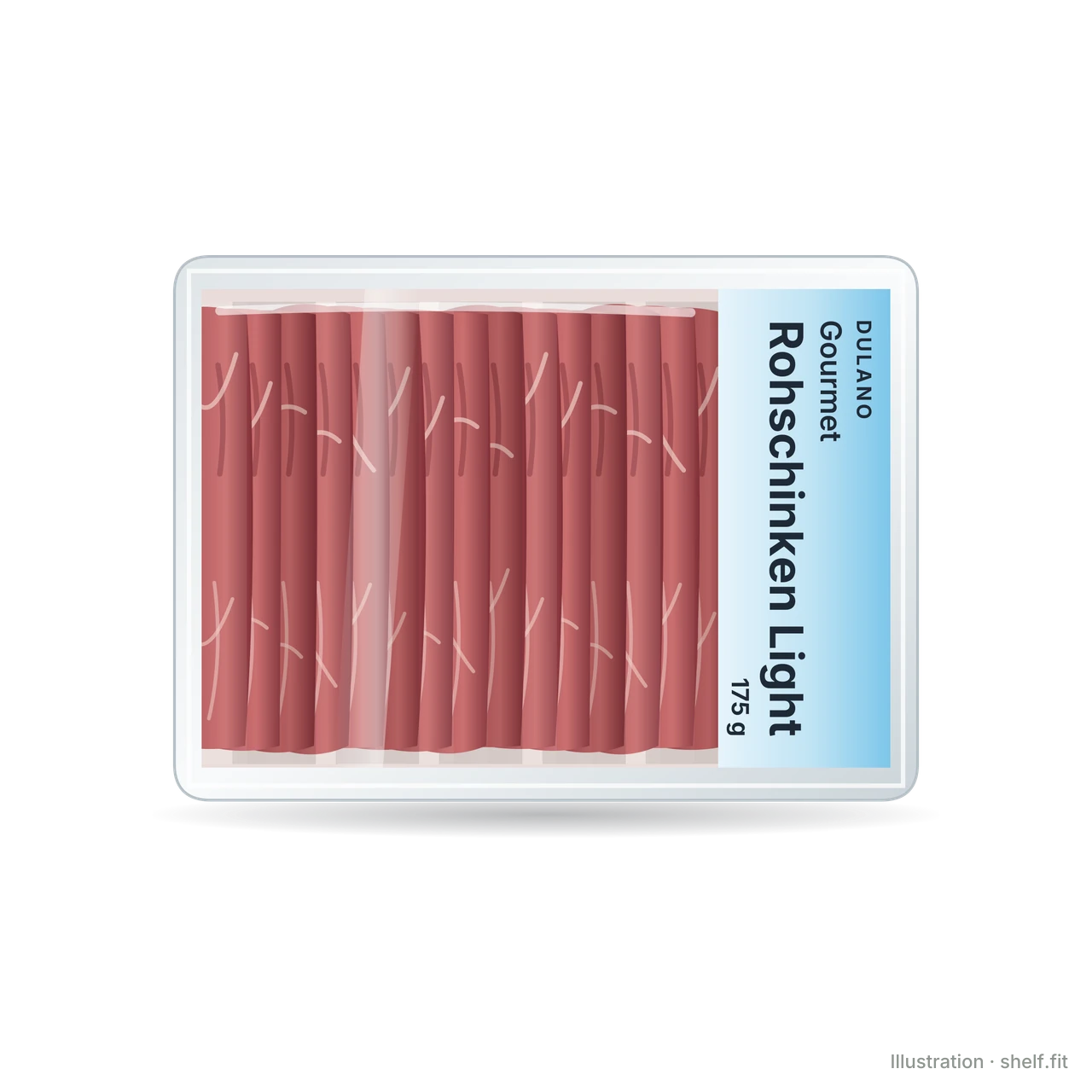 Illustration: Packung Dulano Gourmet Rohschinken Light