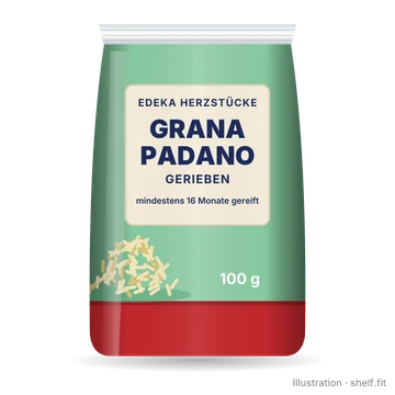 Illustration: Beutel EDEKA Herzstücke Grana Padano gerieben, 100 g