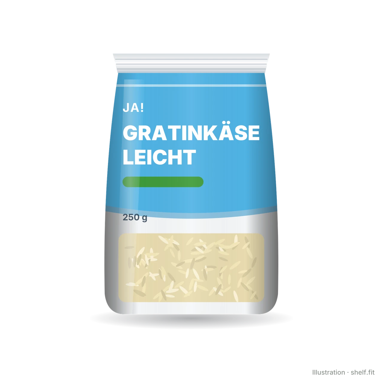 Illustration: Beutel ja! Gratinkäse leicht, 250 g