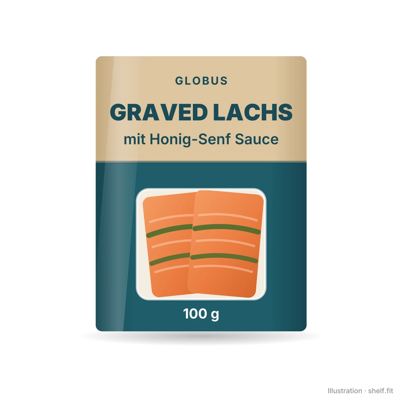 Illustration: Packung GLOBUS Graved Lachs mit Honig-Senf Sauce, 100 g