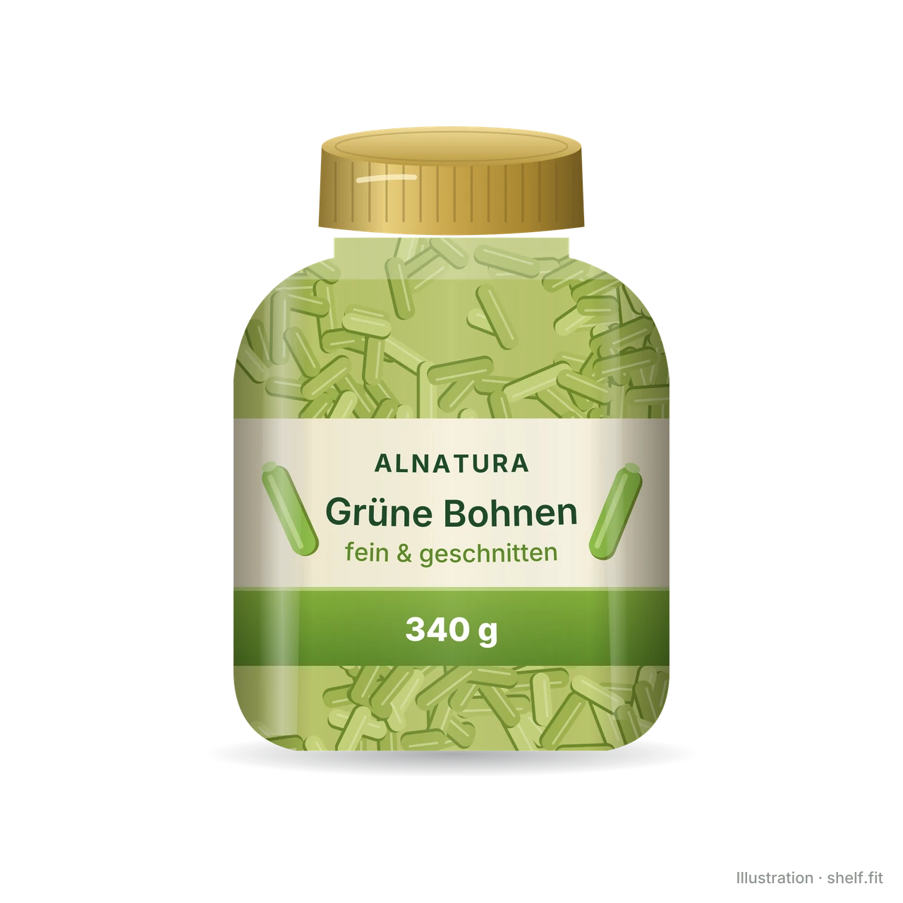 Illustration: Glas Alnatura Grüne Bohnen fein & geschnitten, 340 g