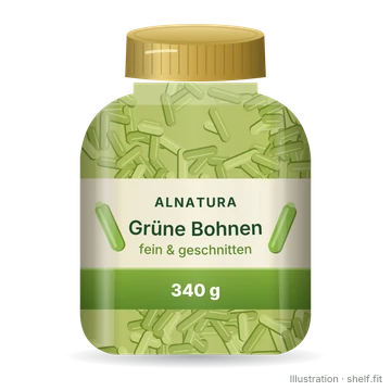 Illustration: Glas Alnatura Grüne Bohnen fein & geschnitten, 340 g