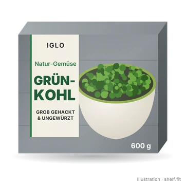Illustration: Packung iglo Grünkohl grob gehackt, 600 g