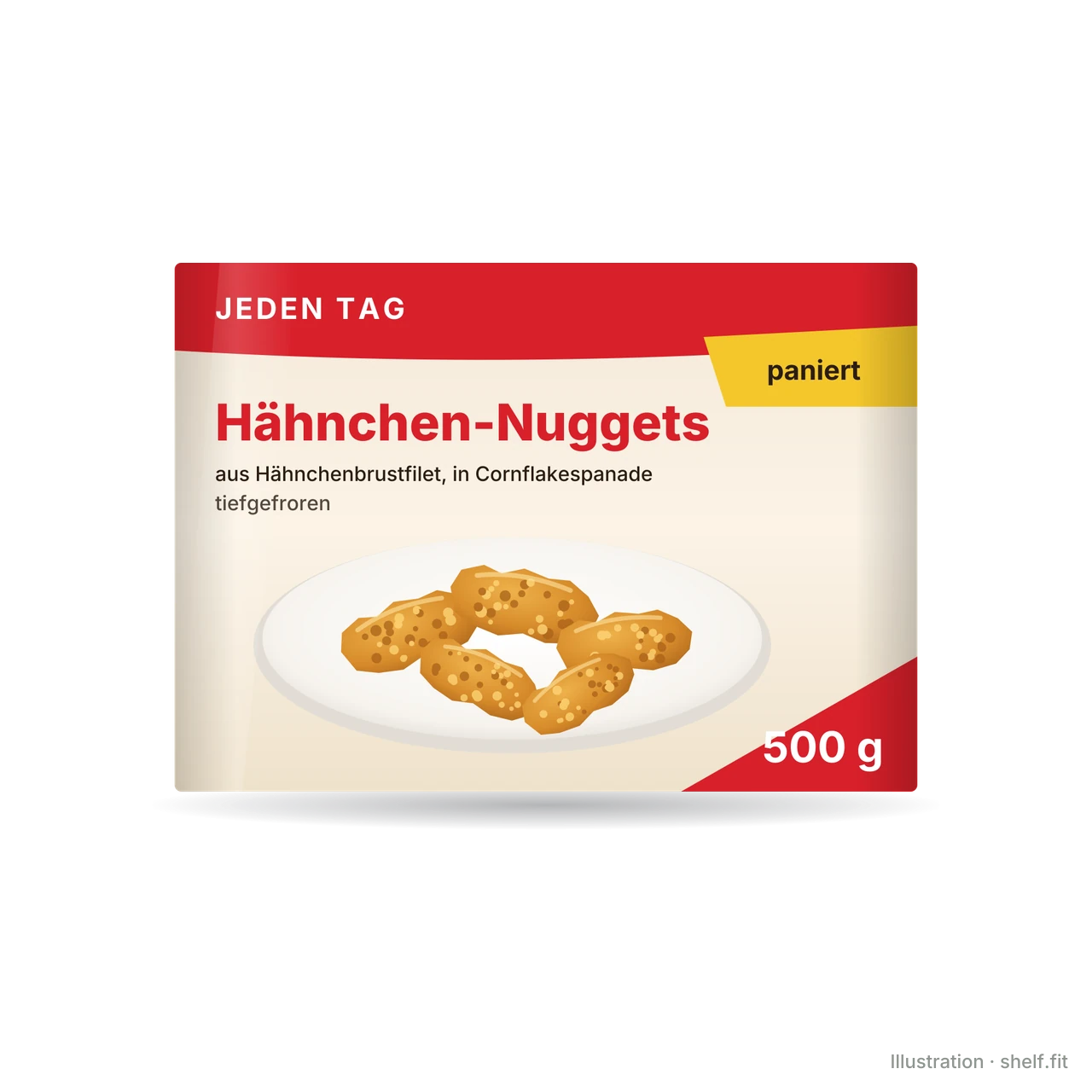 Illustration: Packung Jeden Tag Hähnchen-Nuggets, 500 g