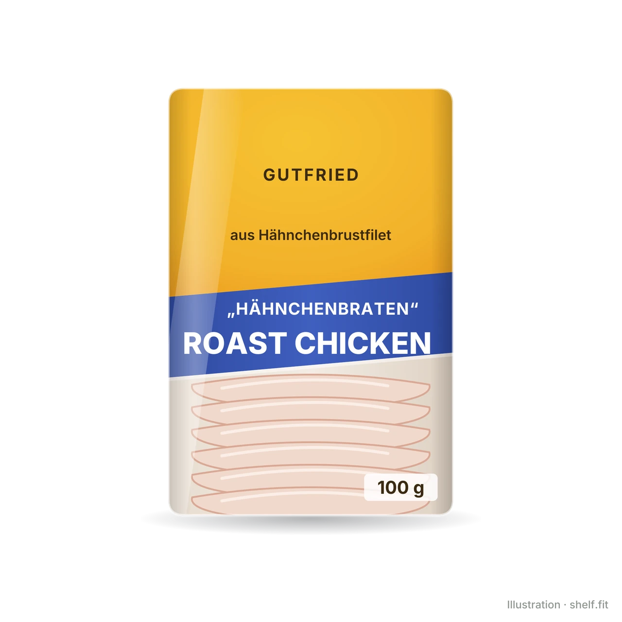 Illustration: Packung Gutfried Hähnchenbraten Roast Chicken, 100 g