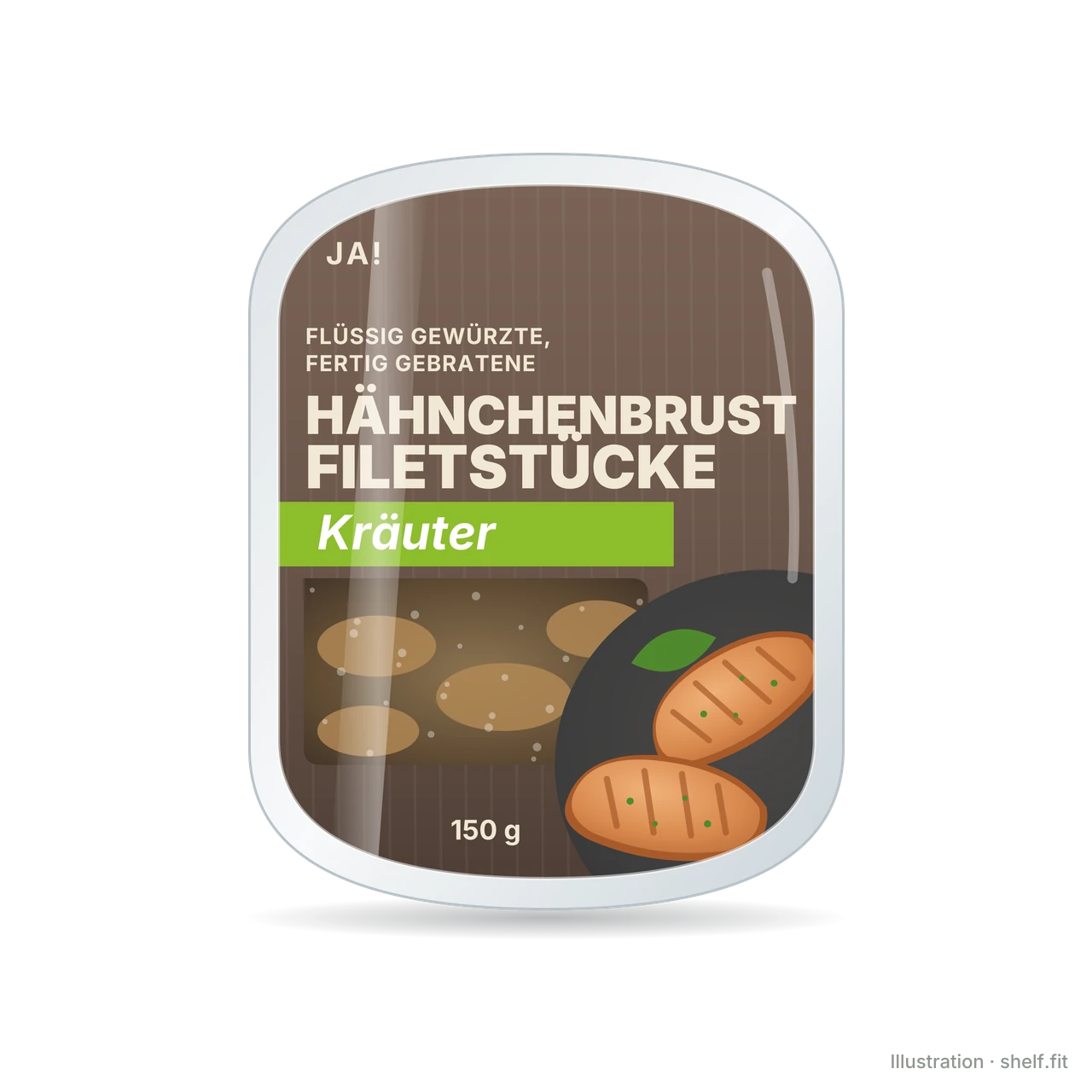Illustration: Packung ja! Hähnchenbrust Filetstücke Kräuter, 150-g-Packung
