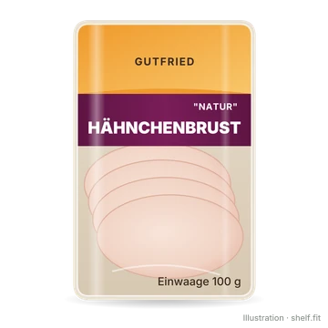 Illustration: Packung Gutfried Hähnchenbrust Natur, 100 g