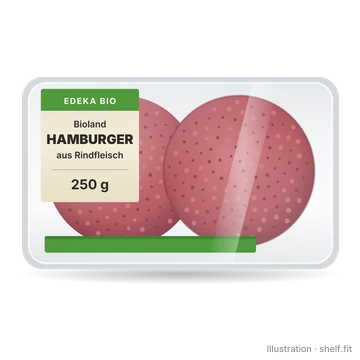Illustration: Schale EDEKA Bio Bioland Hamburger aus Rindfleisch, 250 g