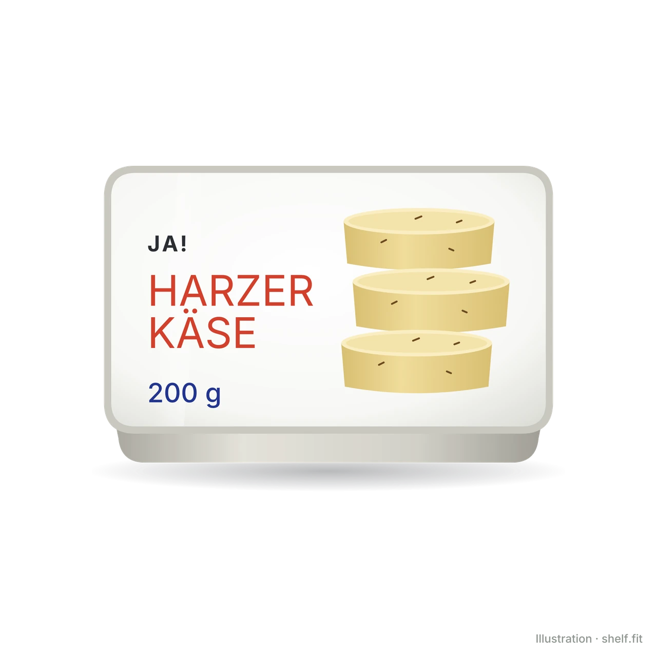 Illustration: Packung ja! Harzer Käse klassisch, 200 g