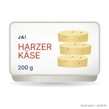 Illustration: Packung ja! Harzer Käse klassisch, 200 g