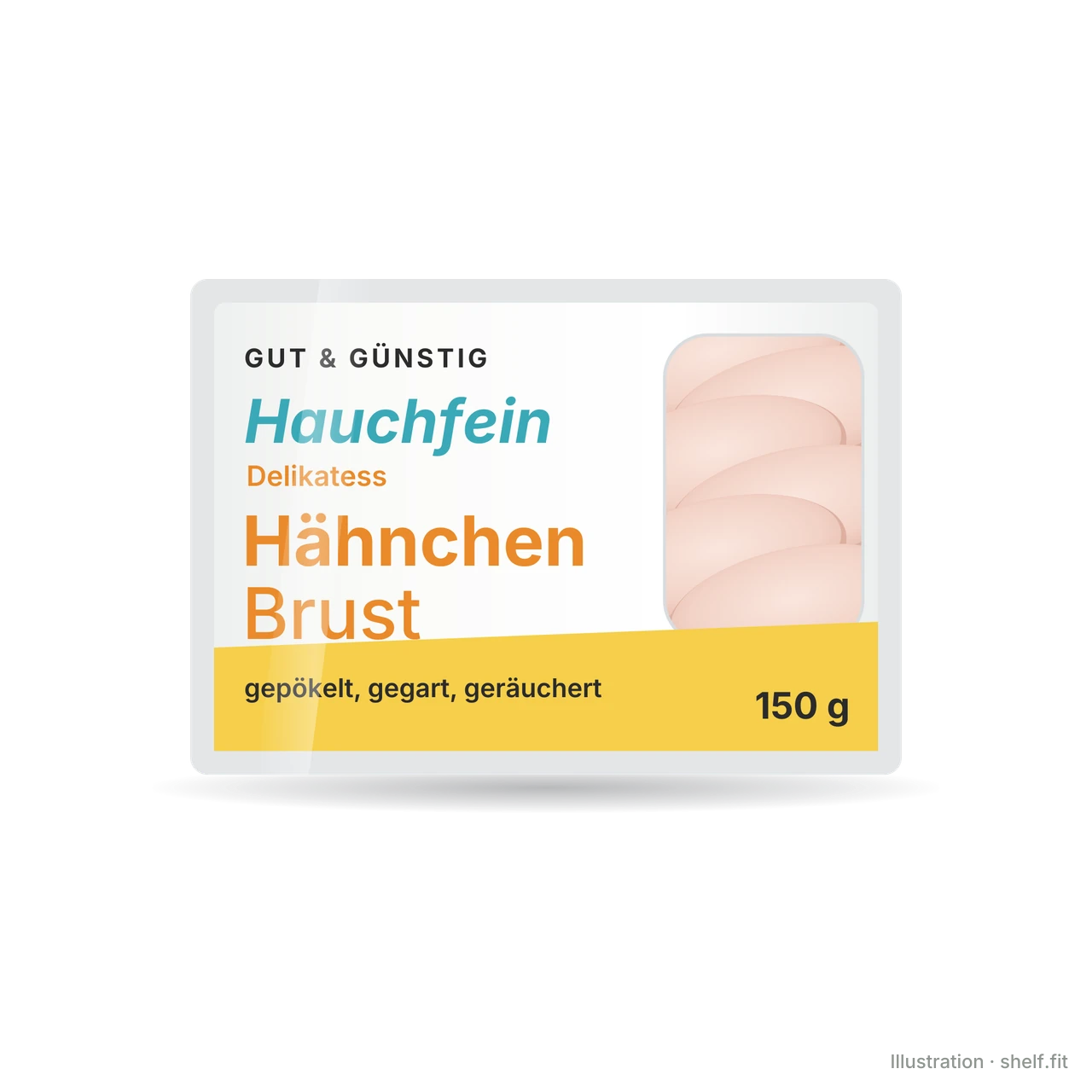 Illustration: Gut & Günstig wafer-thin deli chicken breast pack, 150 g