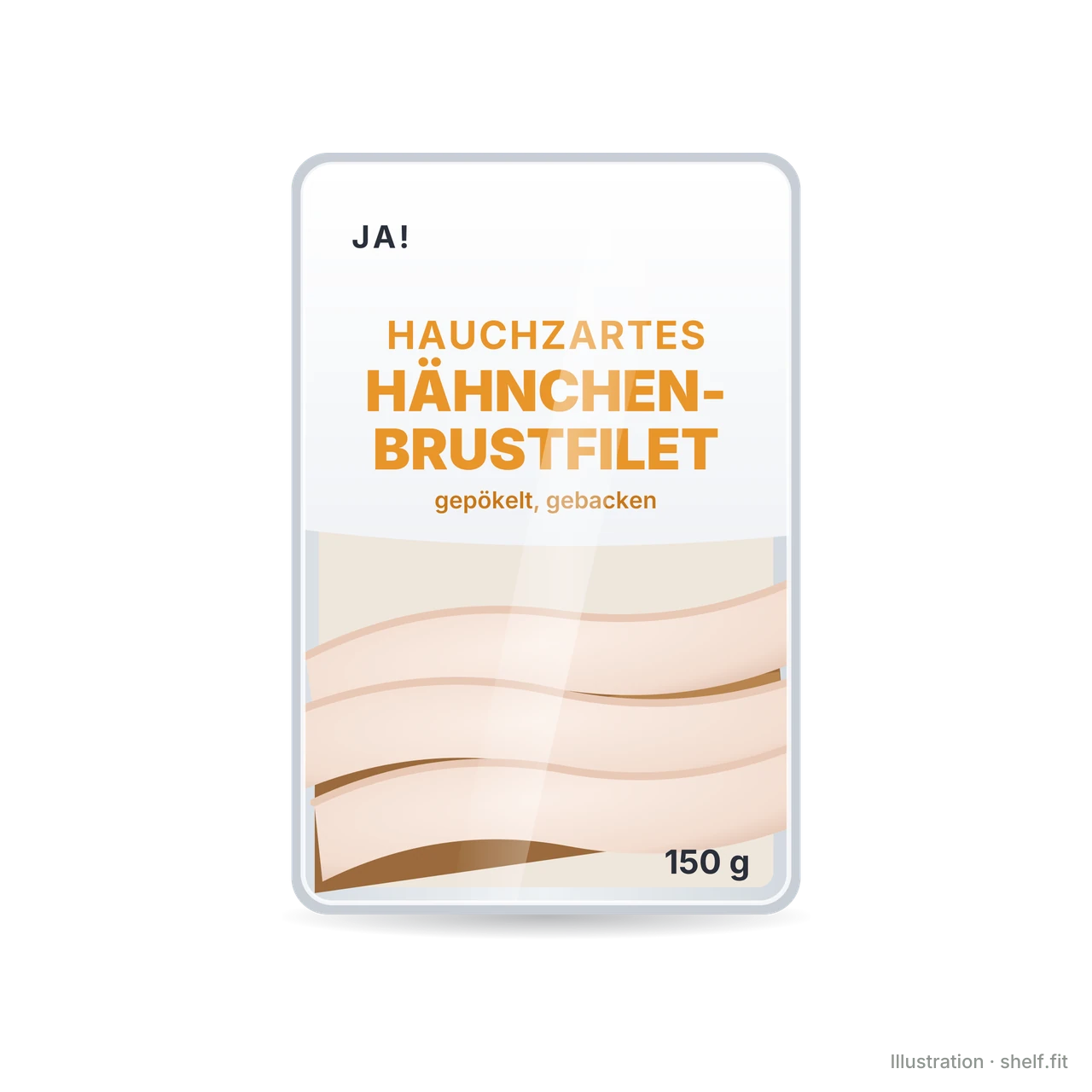 Illustration: Packung ja! Hauchzartes Hähnchenbrustfilet, 150 g