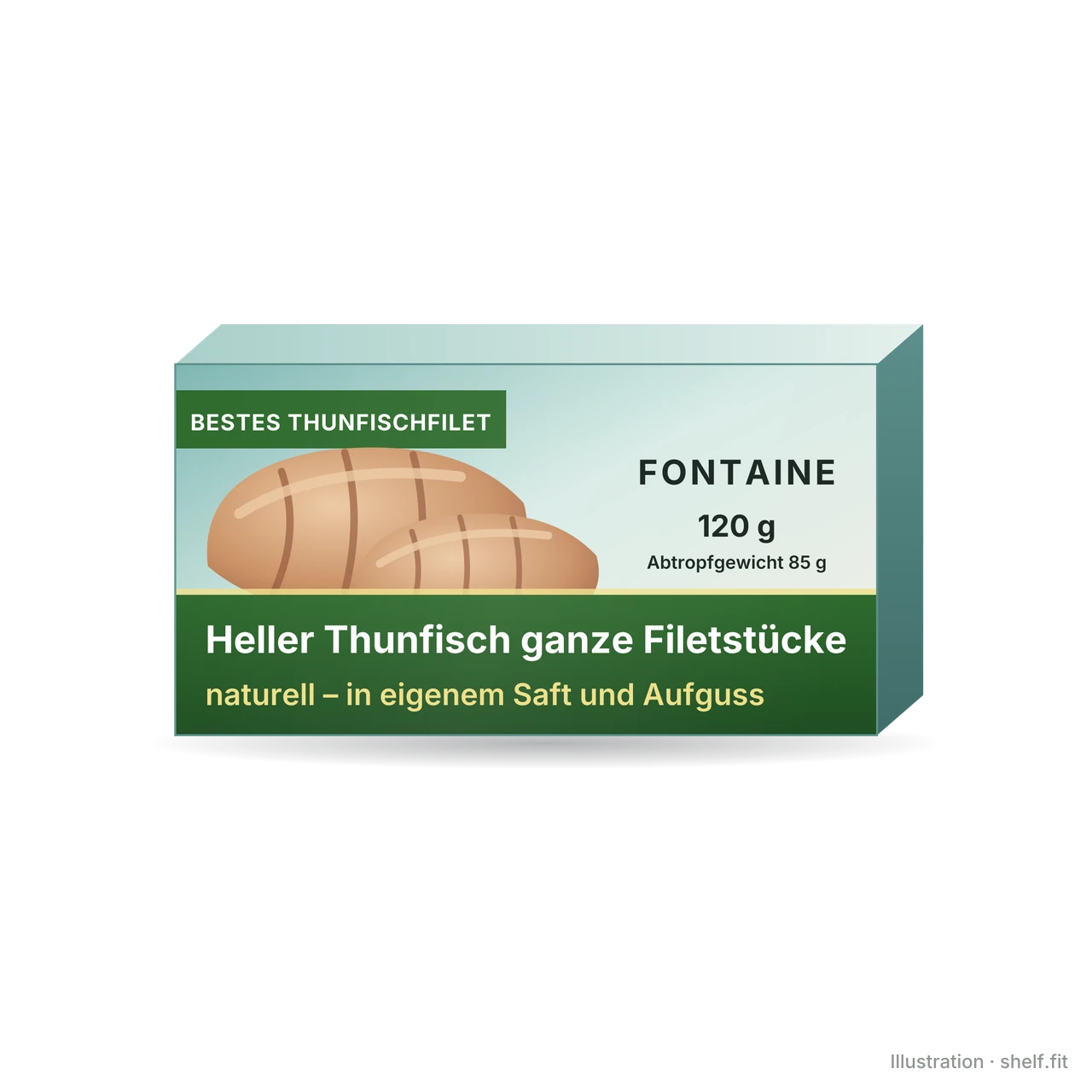 Illustration: Faltschachtel Fontaine Heller Thunfisch naturell, 120 g