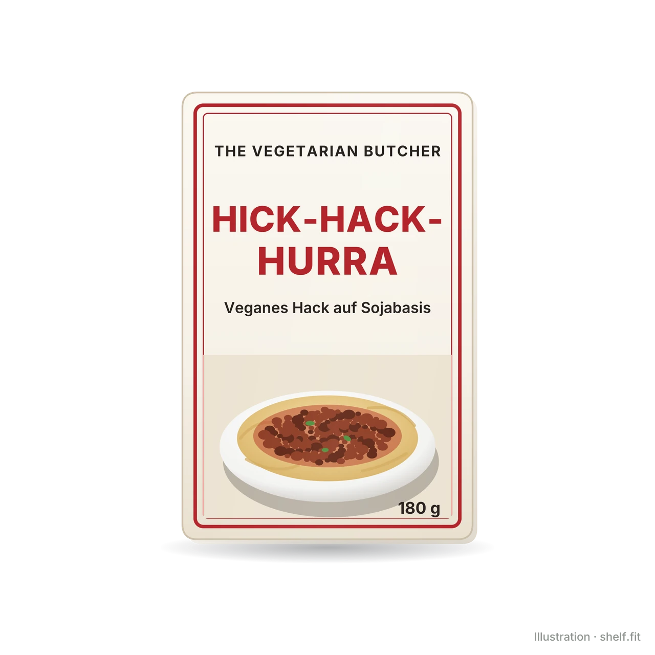 Illustration: Packung The Vegetarian Butcher Hick-Hack-Hurra, veganes Hack, 180 g