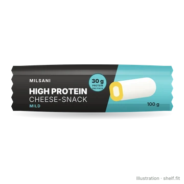 Illustration: Packung Milsani High Protein Cheese-Snack Mild, 100 g