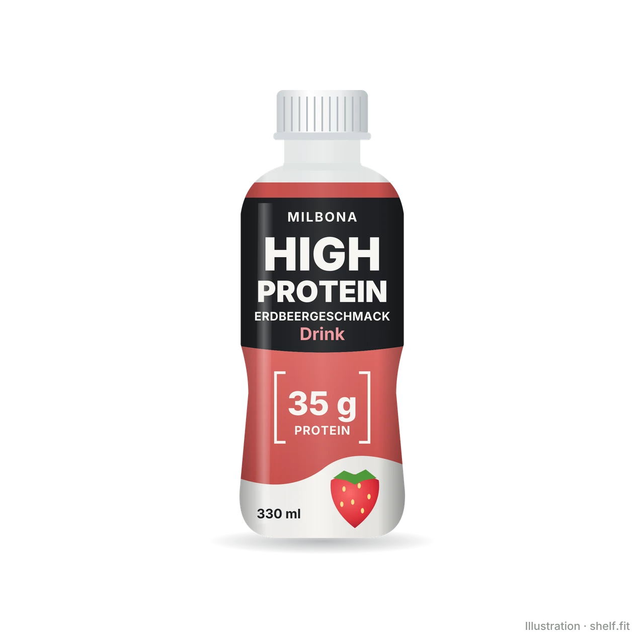 Illustration: Flasche Milbona High Protein Drink Erdbeer, 330 ml