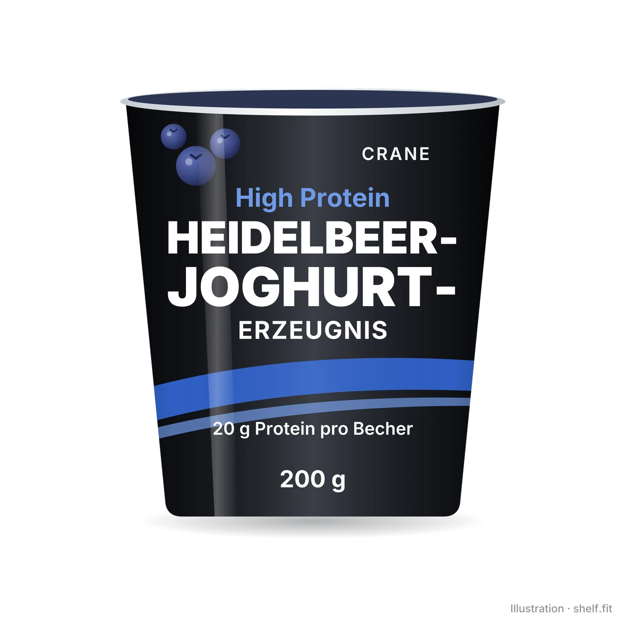 Illustration: Becher crane High Protein Heidelbeer-Joghurt-Erzeugnis, 200 g