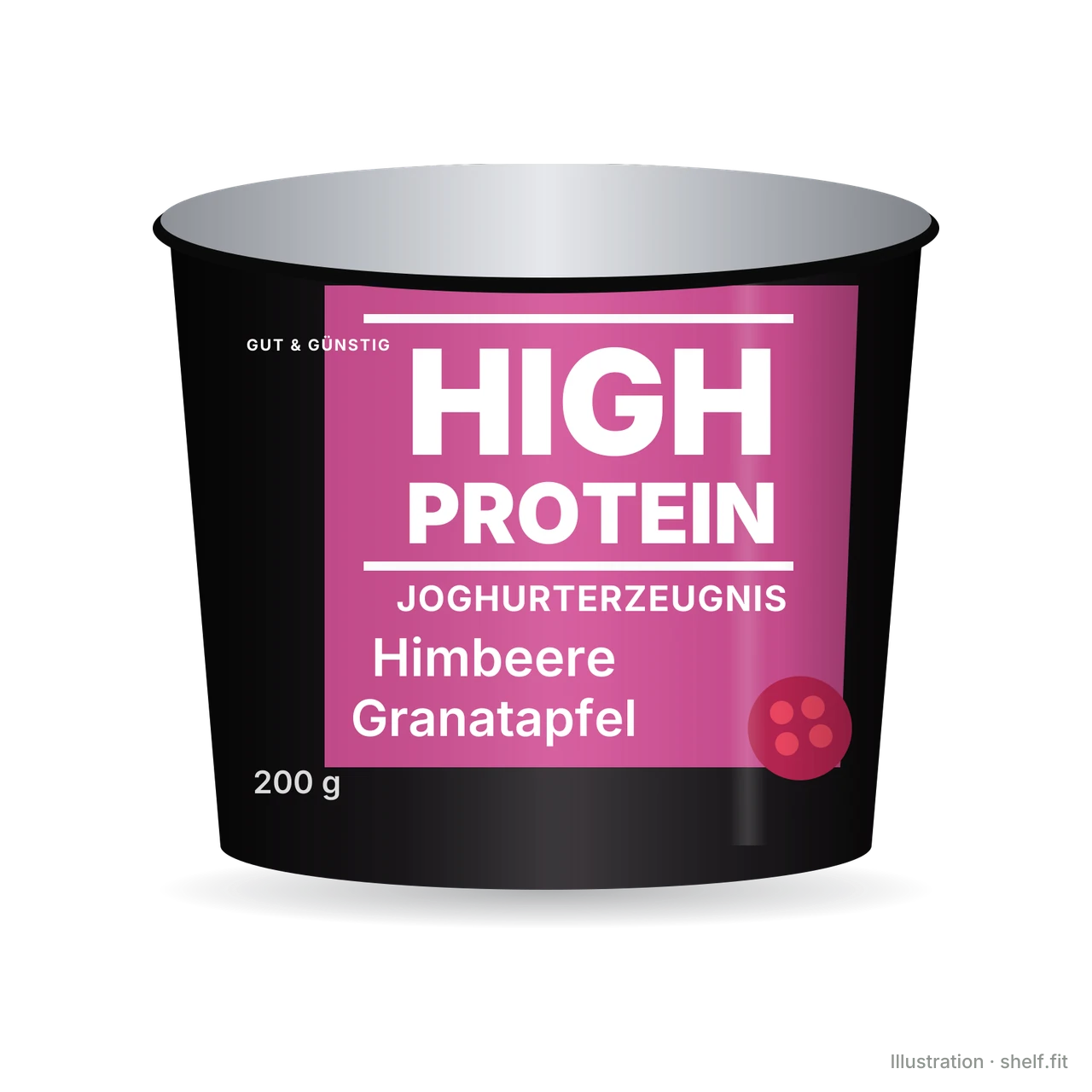 Illustration: High Protein Joghurterzeugnis Himbeere Granatapfel
