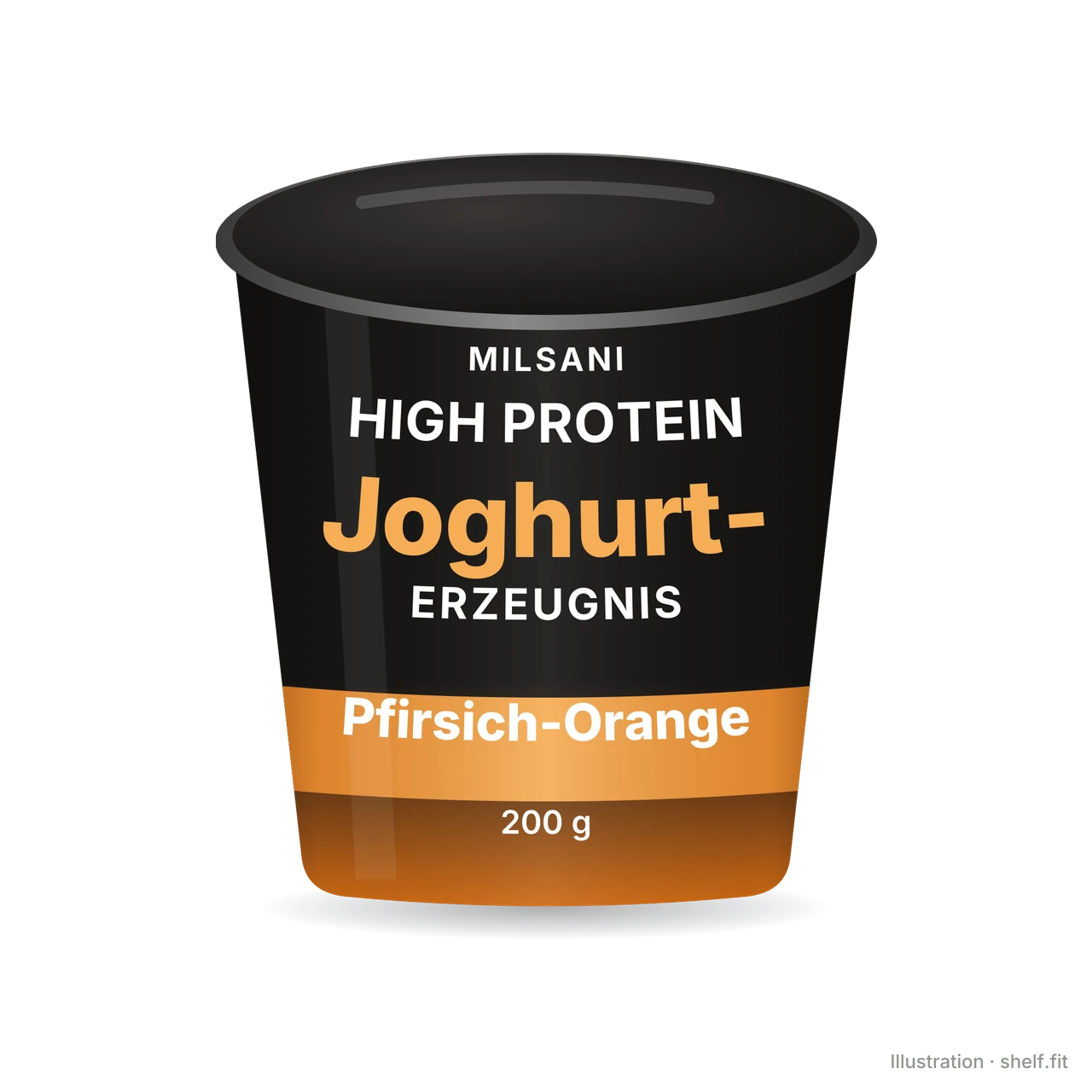 Illustration: Becher Milsani High-Protein-Joghurterzeugnis Pfirsich-Orange, 200 g