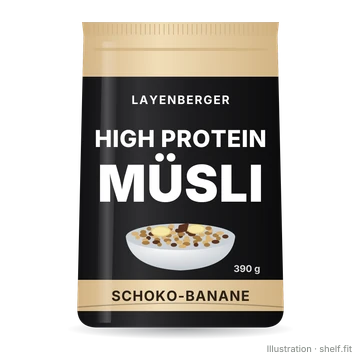 Illustration: Beutel Layenberger High Protein Müsli Schoko-Banane, 390 g