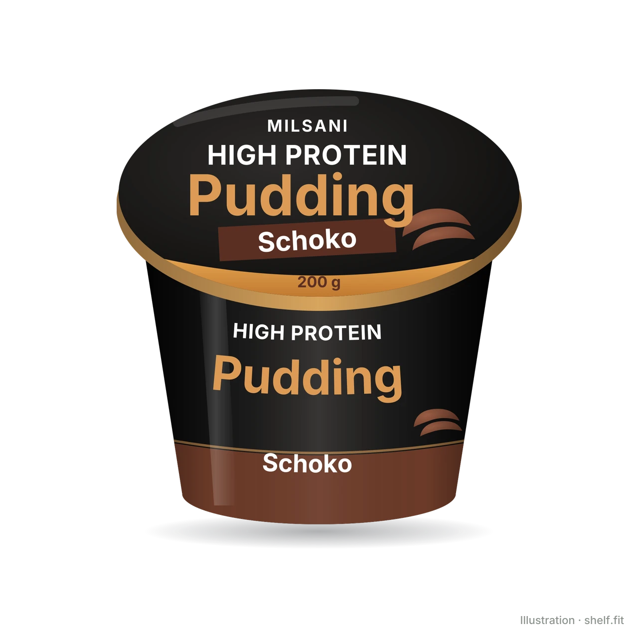 Illustration: Becher Milsani High-Protein-Pudding Schoko, 200-g-Becher