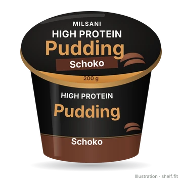 Illustration: Becher Milsani High-Protein-Pudding Schoko, 200-g-Becher