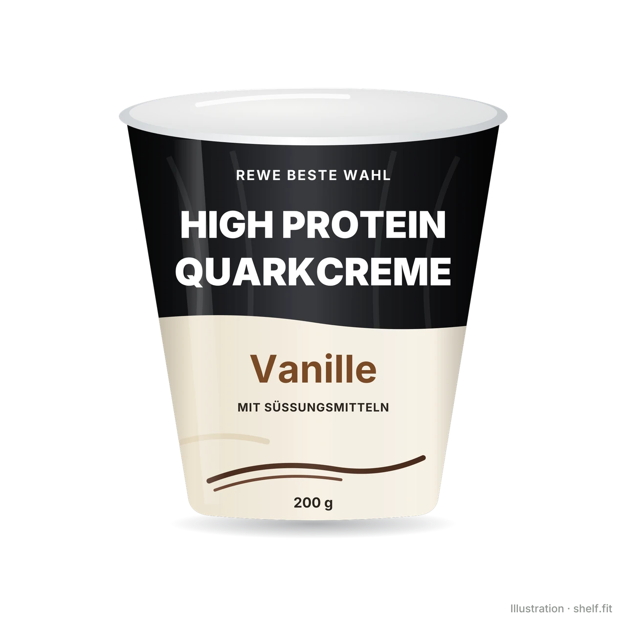 Illustration: Becher REWE Beste Wahl High Protein Quarkcreme Vanille, 200-g-Becher