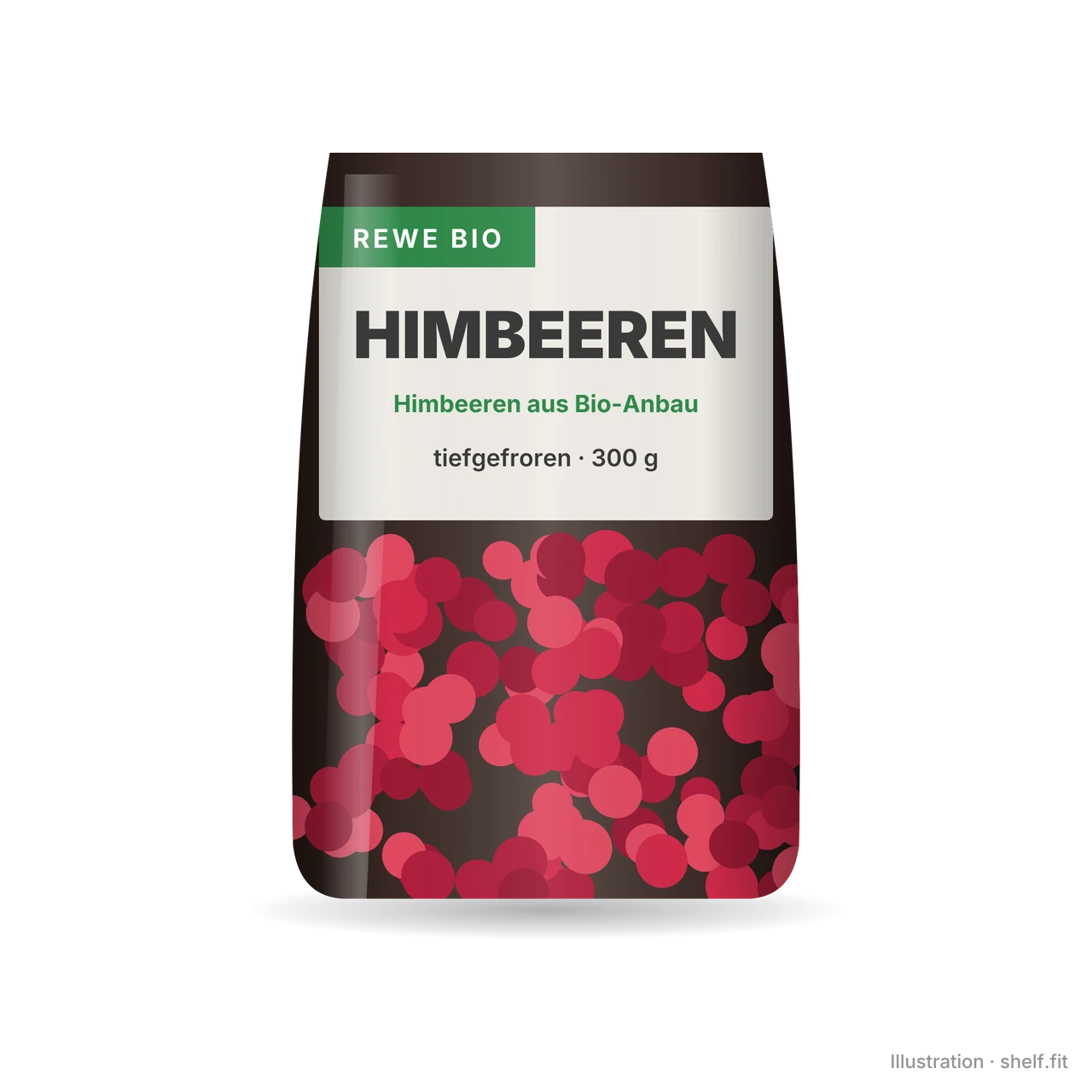Illustration: Bio Himbeeren, tiefgefroren