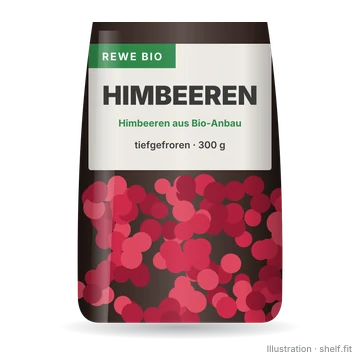 Illustration: Bio Himbeeren, tiefgefroren