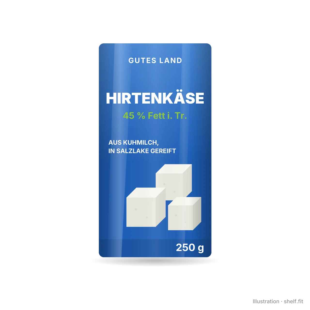 Illustration: Packung Gutes Land Hirtenkäse 45 % Fett i. Tr., 250 g